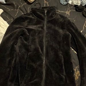 Black fuzzy turtle neck hoodie